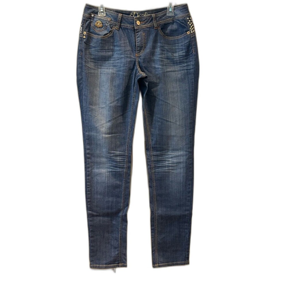 Dereon Blue Skinny Jeans with Stud Accents - Size 9/10